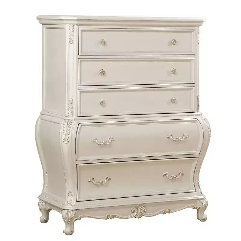 44" Chantelle Decorative Storage Drawer Pearl White - Acme Furniture: 5 Fixed Shelves, Wood Composite