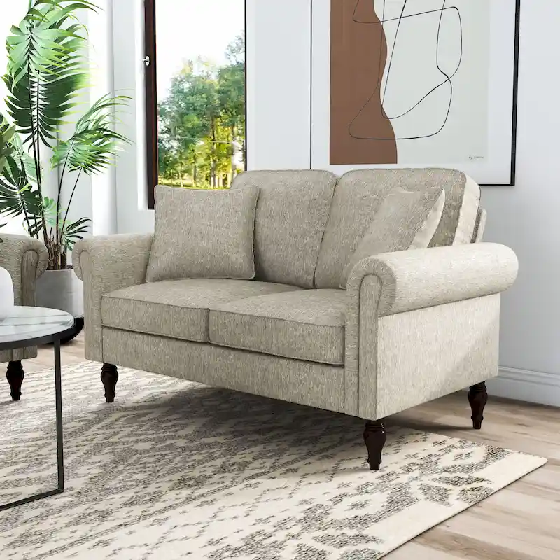 Traditional Chenille Multiple Cushions Loveseat