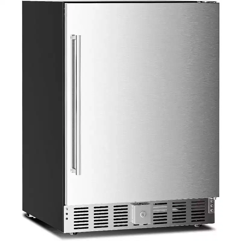 ZAFRO 24 Inch Outdoor Beverage Refrigerator, Built-in or Freestanding, Fast Cooling, Low Noise, Stainless Steel for Patio Home Bar