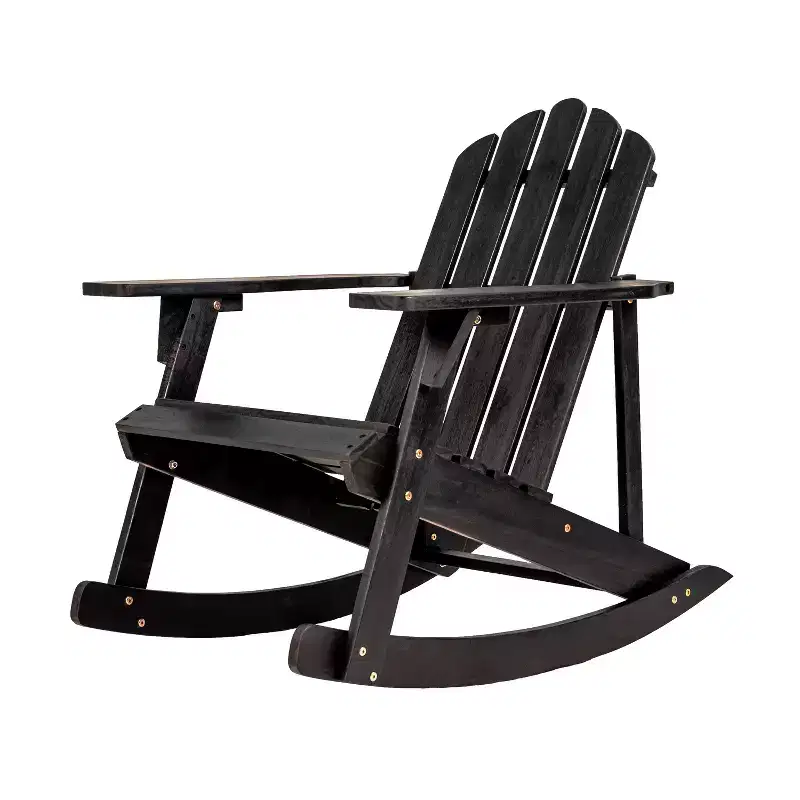 Kiawah Outdoor Patio Classic Acacia Wood Adirondack Rocking Chair -JONATHAN Y