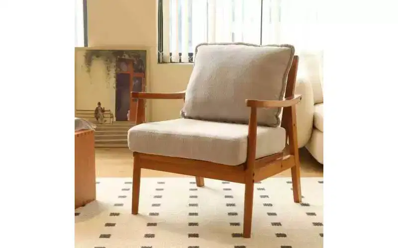 Modern Accent Chair with Solid Wood Frame and Plush Fabric Cushion, Versatile Seating for Living Room, Bedroom