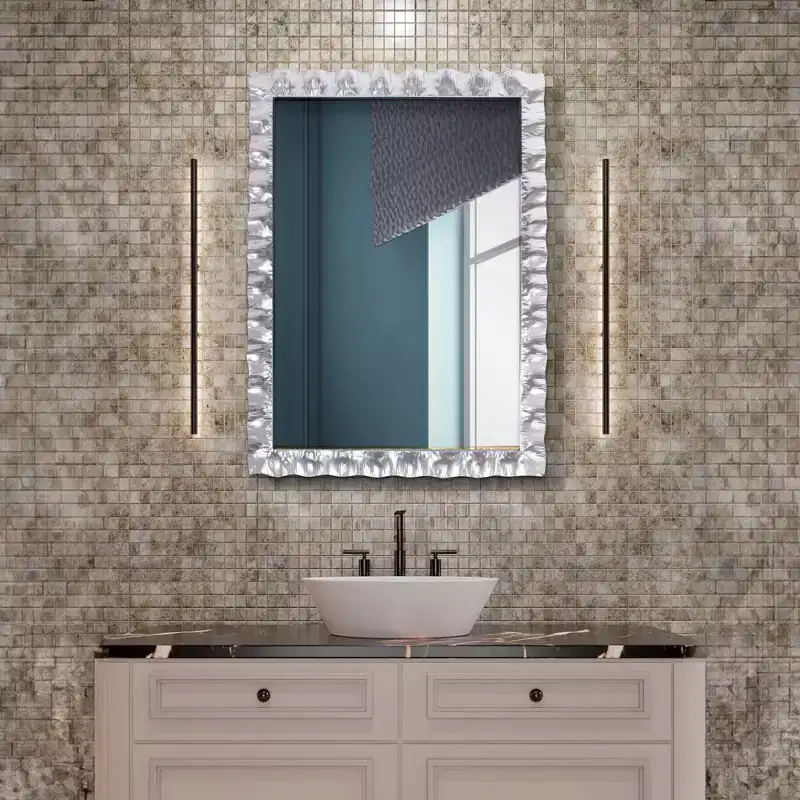 40"x29.5" La Bailadora Rectangular Ruffled Metal Vanity Mirror Bright Silver