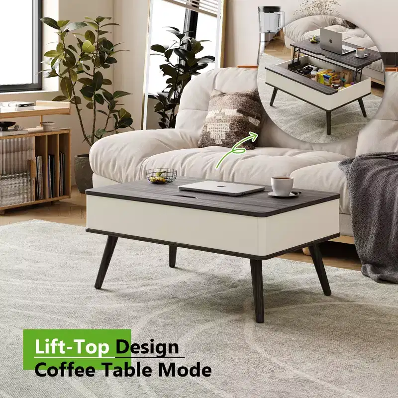 40'' Wood Lift Top Coffee Table with Hidden Storage -