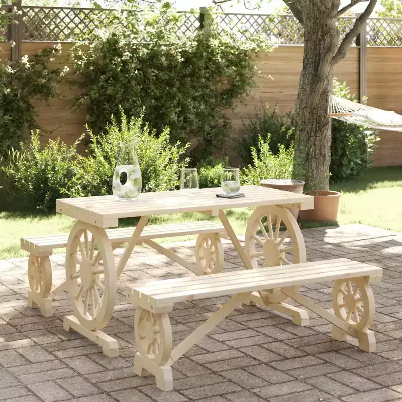 vidaXL Garden Dining Set Natural wood Solid fir wood Medium Durable