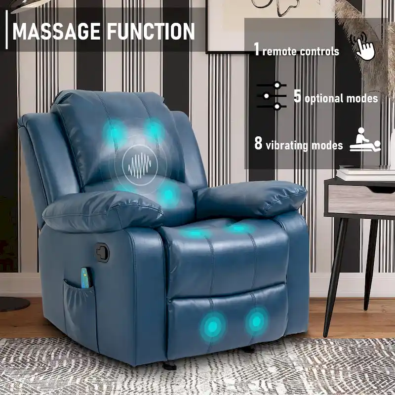 Clihome Faux Leather Recliner Chair with Massage