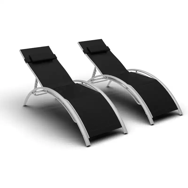 Heavy-Duty Patio Chaise Lounge Chairs - Adjustable Aluminum Frame - Perfect Addition to Any Outdoor Space