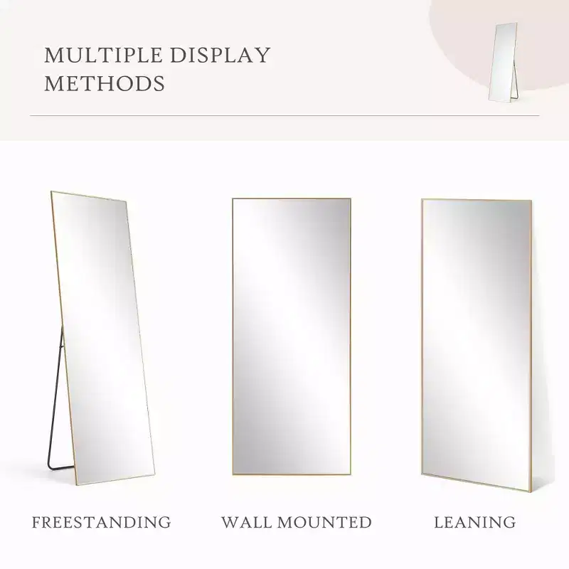 16x59 Full Length Mirror, Shatterproof HD Glass Metal Frame, Floor/Wall Mounted for Bedroom Closet Entryway