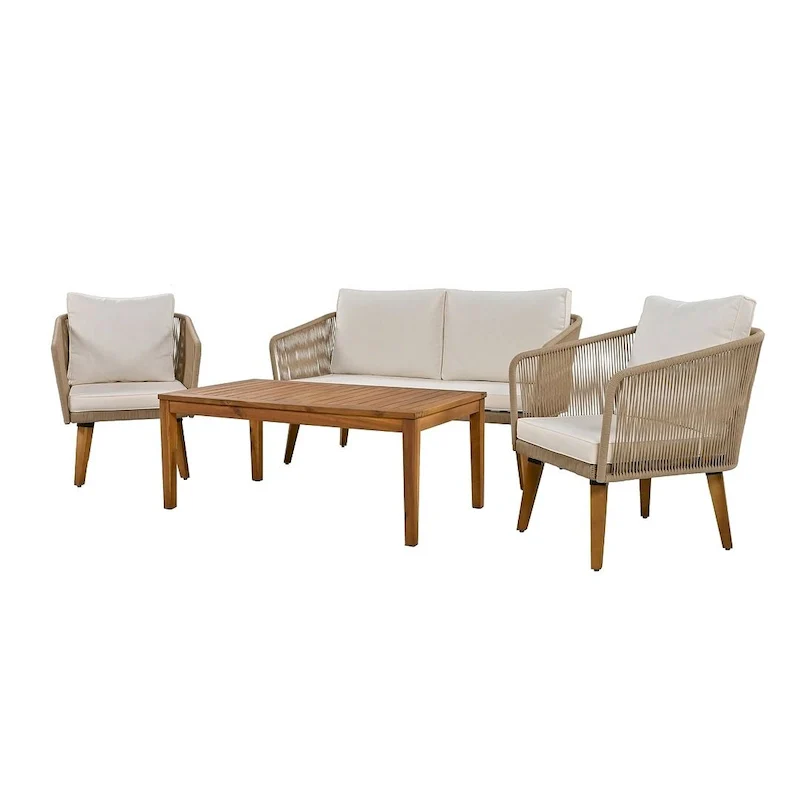 4 PCS Outdoor Patio Furniture Conversation Set