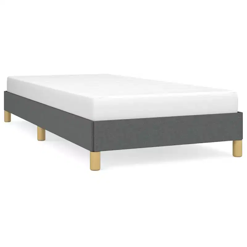 Bed Frame Dark Grey Polyester, Plywood, Engineered Wood Twin XL