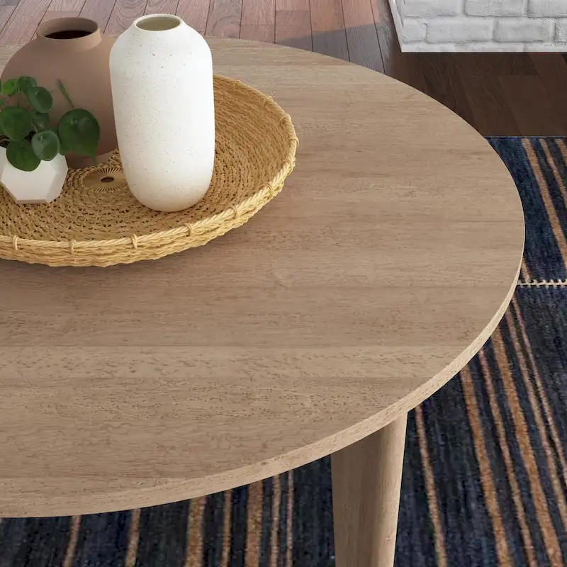 Brentwood 5-Piece Brown Wood Round Table and Cane Back Chair Dining Set - 47 x 30 x 47