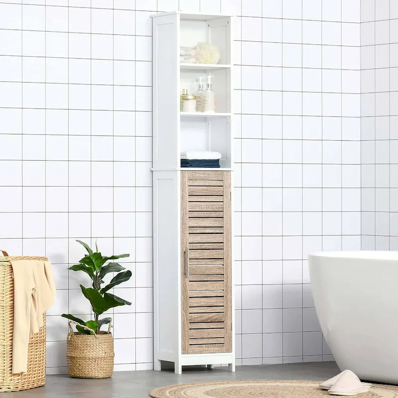 Stockholm Tall Bathroom Storage Cabinet Slim Linen Tower - 13 7/8L x 10.4W x 68H