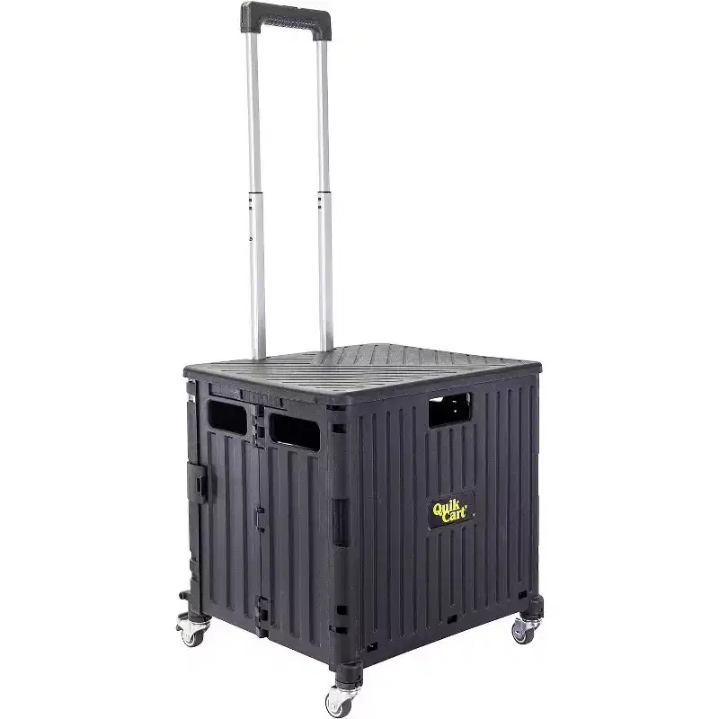 Four-Wheeled Rolling Crate with Seat, 360° Swivel, Heavy-Duty Collapsible Basket