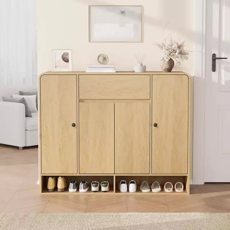 Acekool 47 Inch Shoe Storage Cabinet with 4 Doors 1 Drawer Narrow Entryway Organizer for Hallway & Living Room