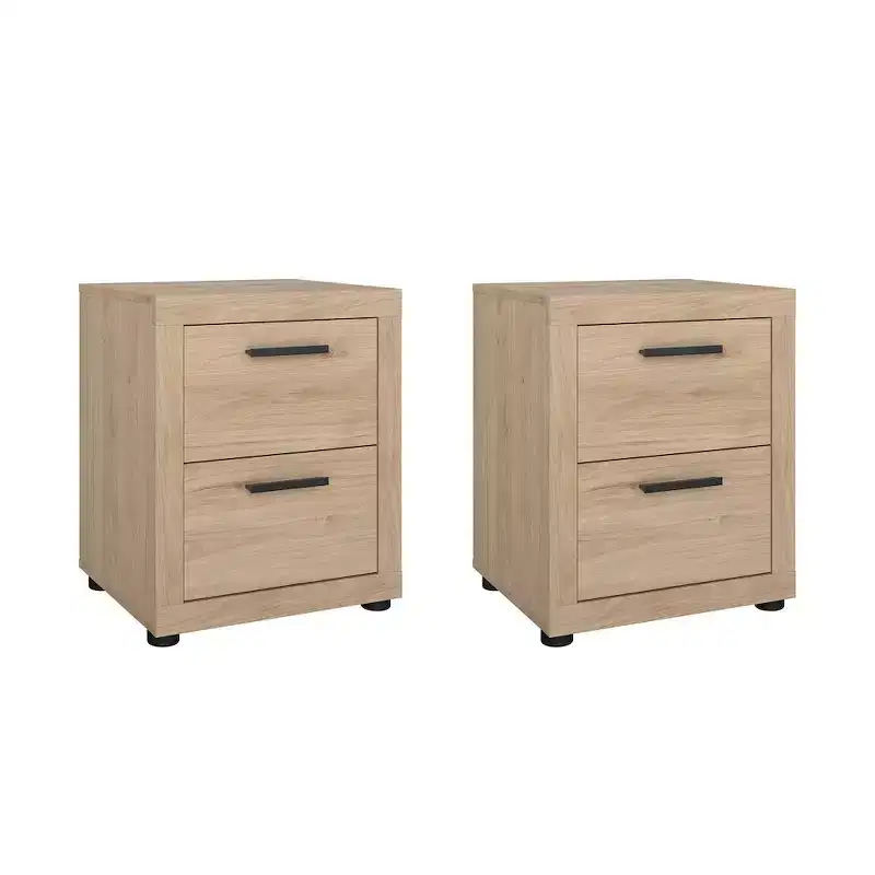 Tvilum, Mira 2 Drawer Nightstand - Set of 2, Jackson Hickory