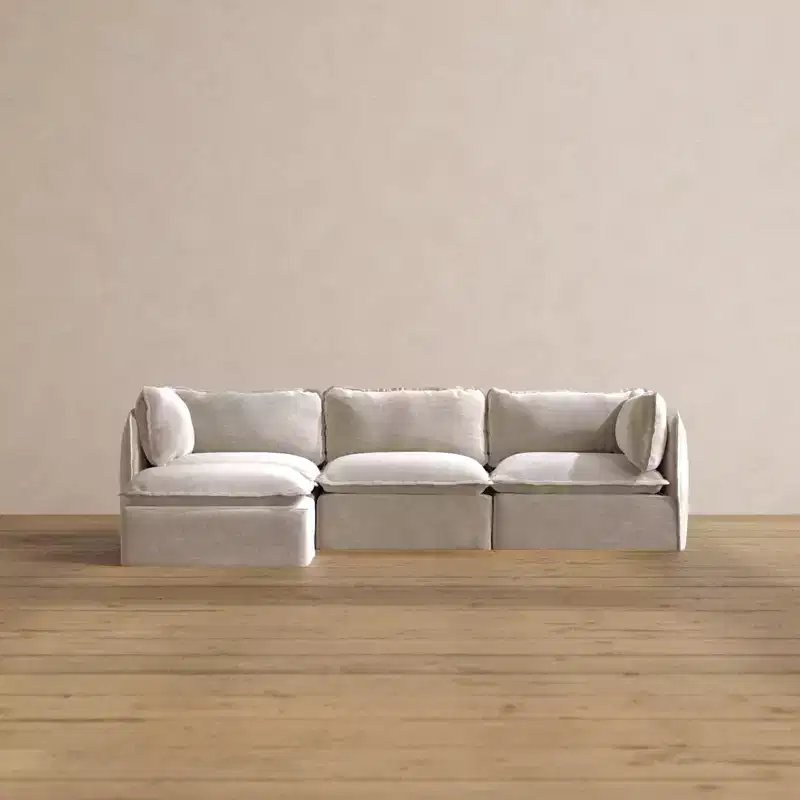 Modular Washable 3-Seater Sectional in Mist | Memorix+ Seat | Contour Pillow
