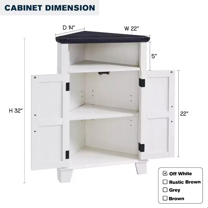 Dcolora Corner Bathroom Cabinet, Farmhouse Small Corner Cabinet with Barn Door