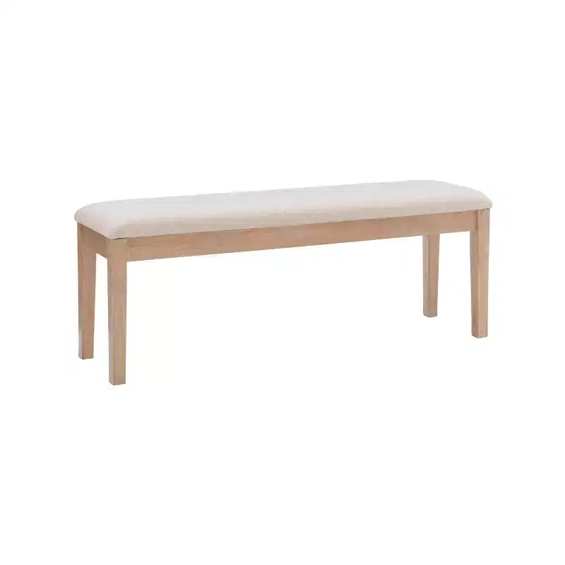 Darden Bench Natural - Powell: Rubberwood Frame, Upholstered Entryway & Ottoman, Padded Seating