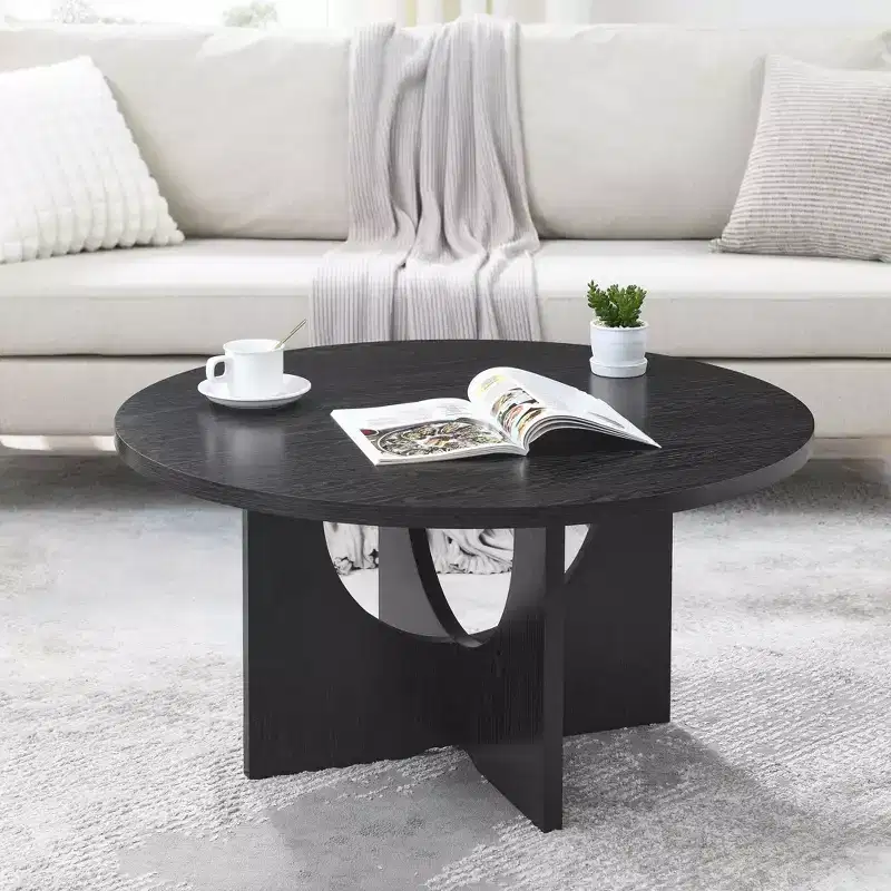 Okak 19H Modern Minimalist Solid Wood Coffee Table, Nordic Style Center Table Side Table Special Shape for Living Room, Kitchen & Office