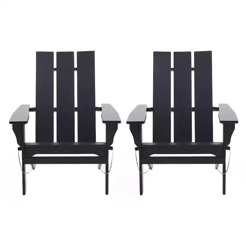 GDFStudio Gurekam Outdoor Acacia Wood Folding High Back Adirondack Chair (Set of 2)