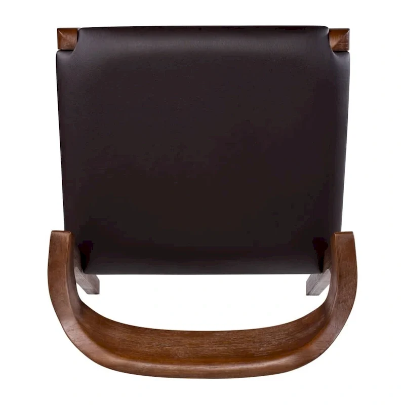 Mid-Century Dining Side Chair, Rubberwood, Faux Leather Padded Seat, Chestnut Wire-Brush Finish