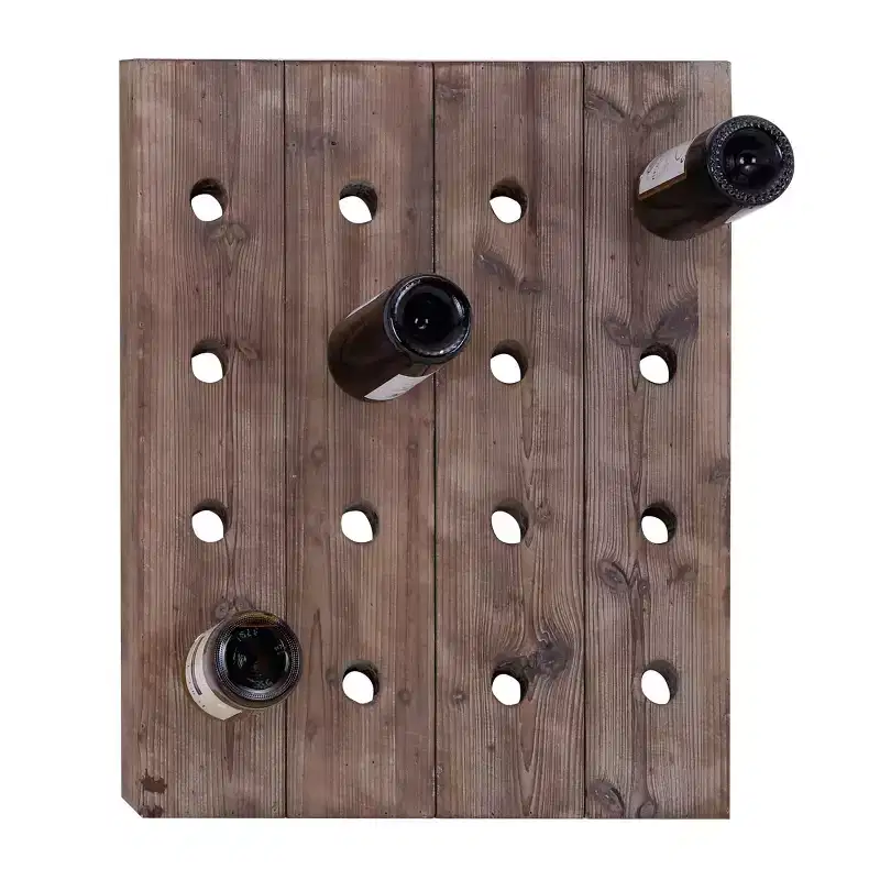 Rustic Wood Wall Wine Rack Brown