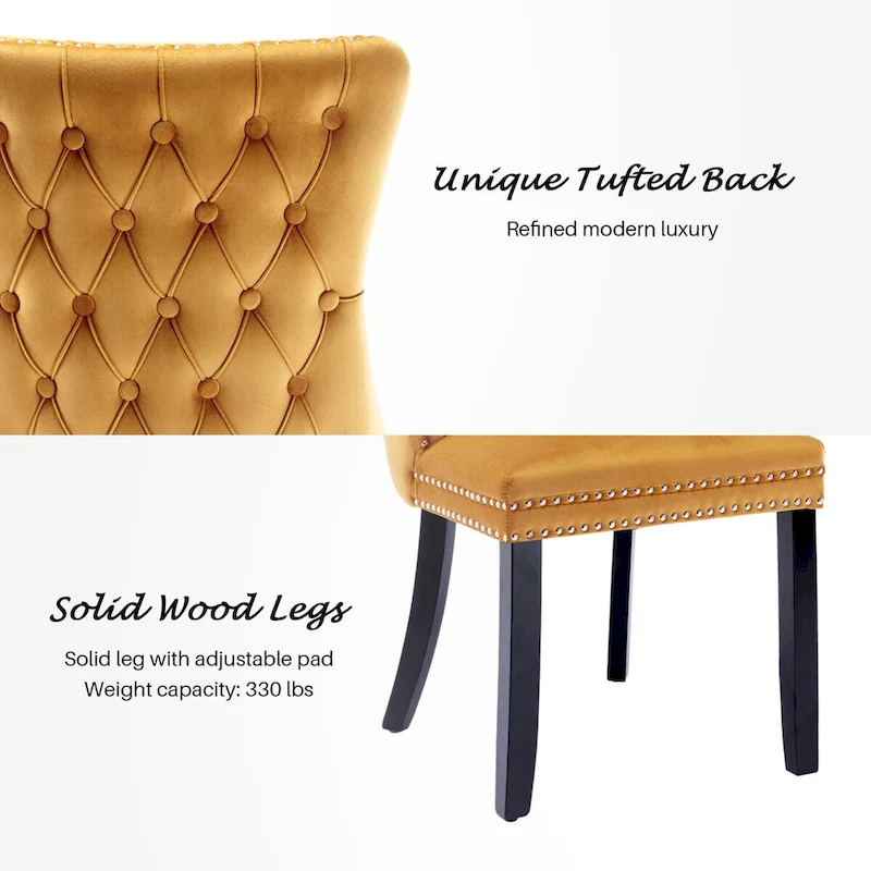 KATA Velvet Upholstered Wingback Dining Chairs Set of 4
