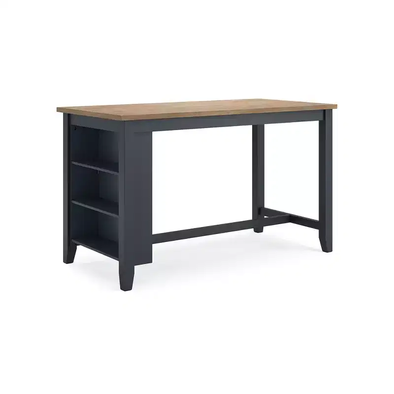 Counter Height Dining Table with Butcher Block Top & 3 Storage Shelves, Seats 4