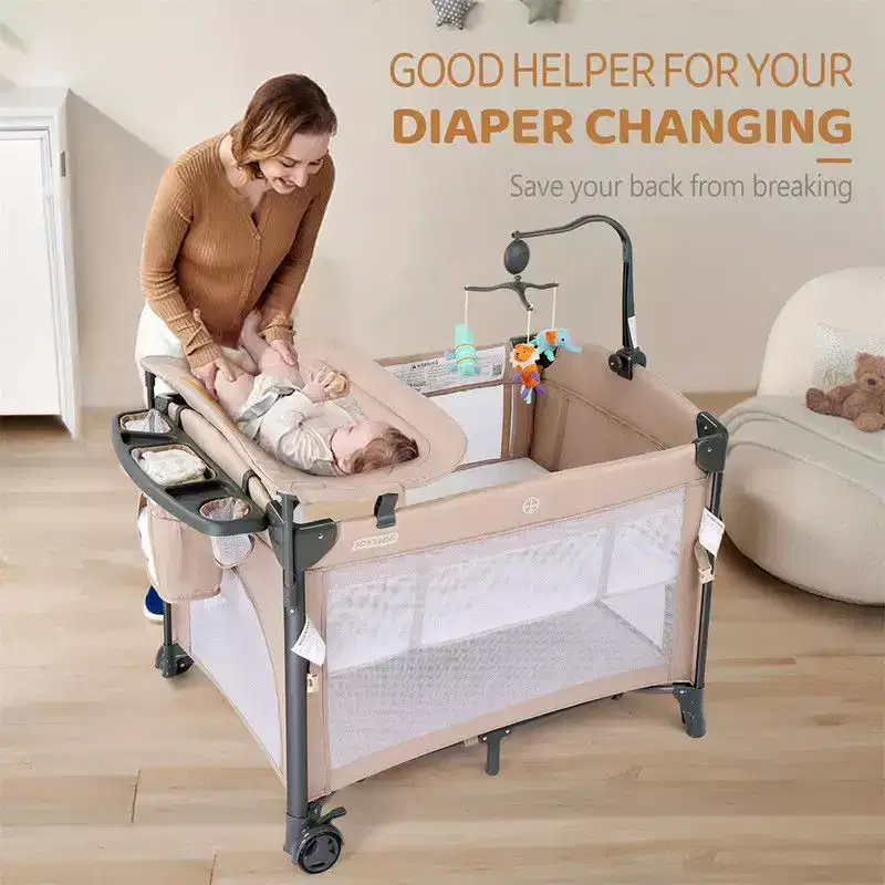 Aluminum 3-in-1 Baby Bassinet Bedside Sleeper 32.7''H x 43.31''W x 30.71''D