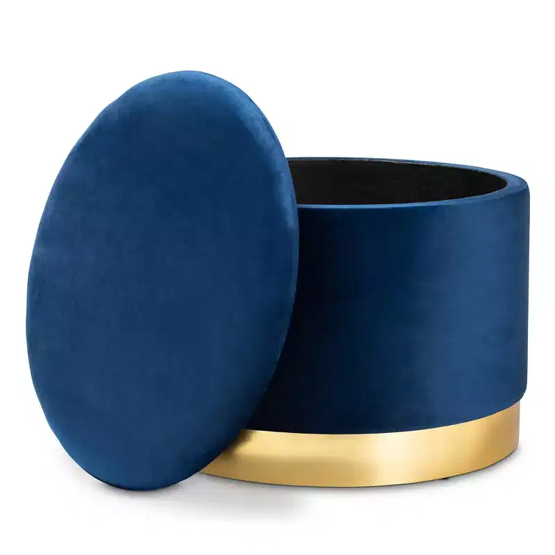 Marisa Velvet Upholstered Storage Ottoman - Baxton Studio
