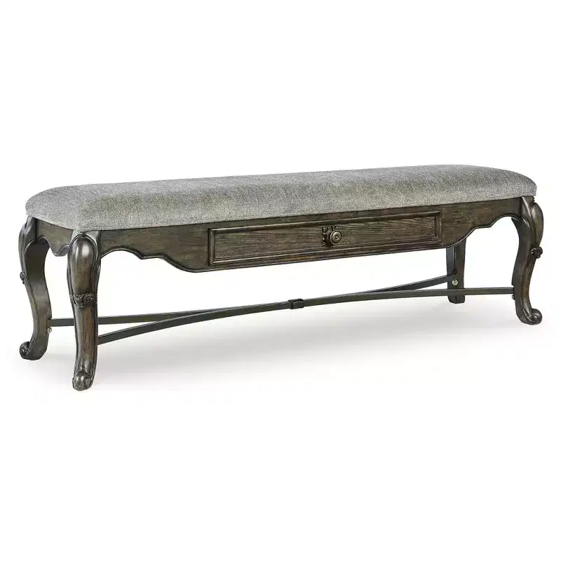 Signature Design by Ashley Maylee 63 Dining Bench, Dark Brown with Storage Drawer and Cushioned Seat