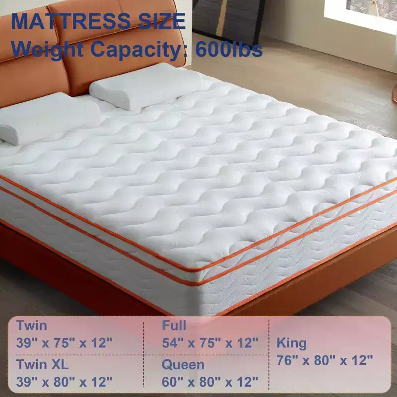 Okak Modern 12Inch Euro Top Individual Hybrid Mattress with Memory Foam for Comfy Sleep,Medium Feel Bed Mattresses
