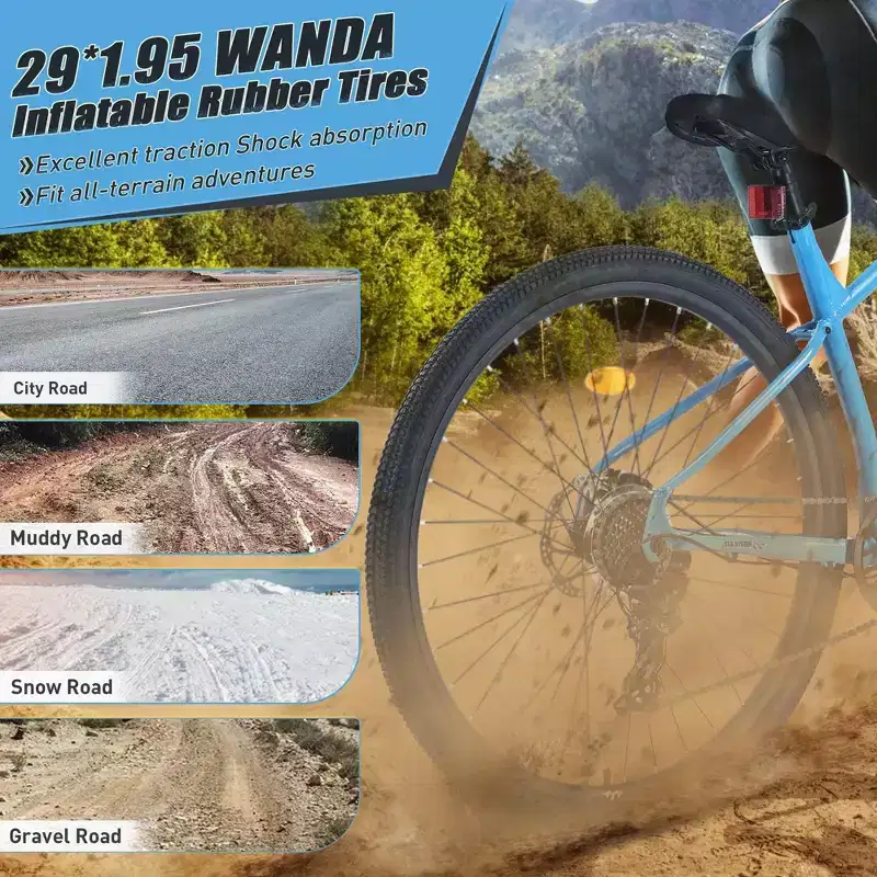 NAYSAYE 29 Inch Mountain Bike 8 Speed Steel Frame with Front Suspension for Adults and Youth, Blue, 70.8*27.1*41.7