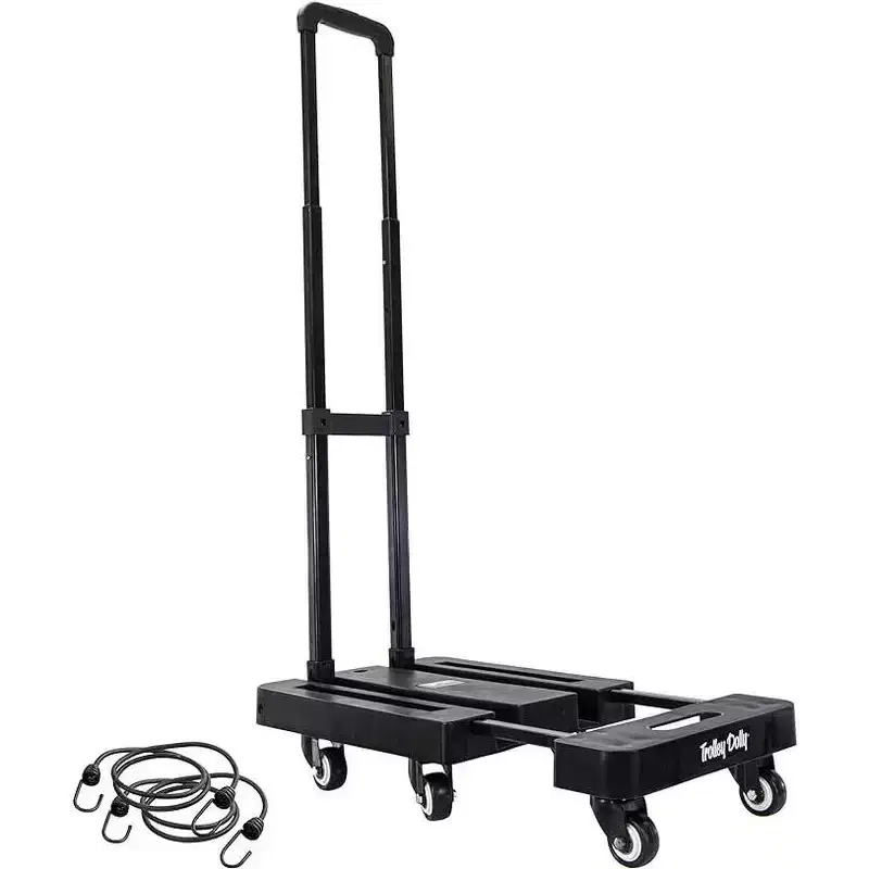 6-Wheel Folding Platform Cart Hand Truck with Telescoping Handle & Expandable Toe Plate, Includes 2 Bungee Cords