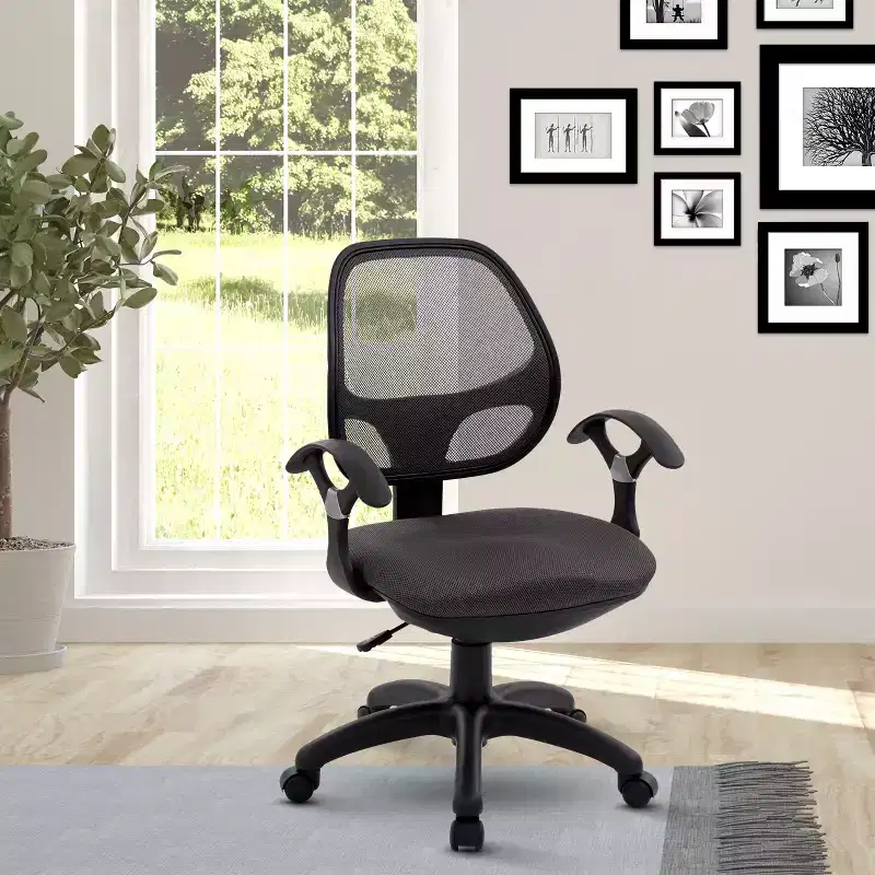 Midback Mesh Task Office Chair Black – Pneumatic, Swivel, 150 lb Capacity