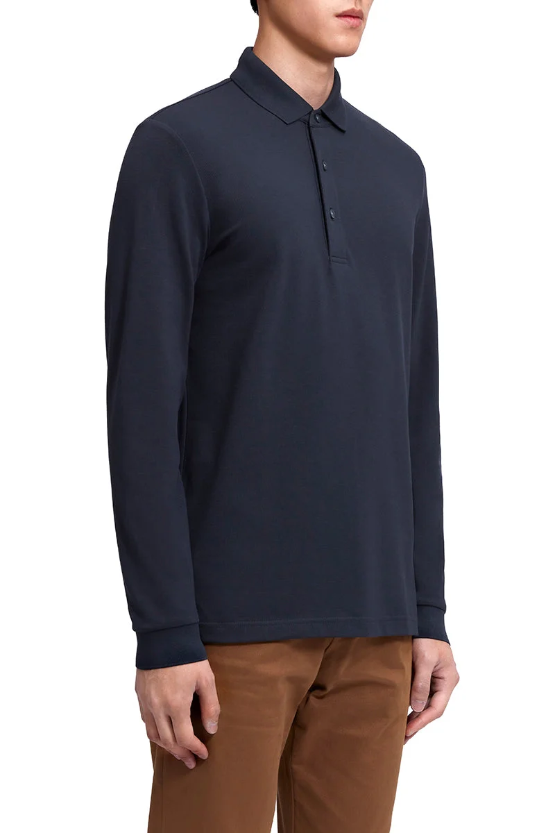 Piqué Long Sleeve Polo | Charcoal