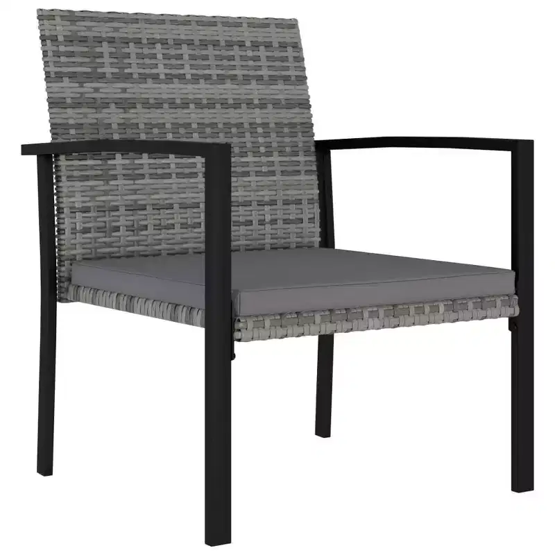 vidaXL Dining Set Poly rattan, powder-coated steel Medium