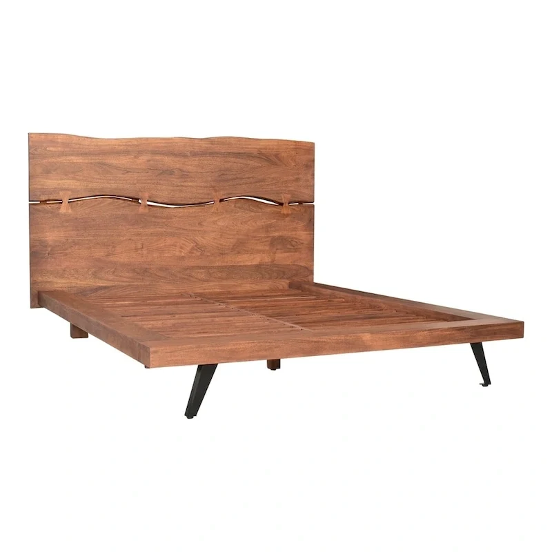 Aurelle Home Marlene Brown Rustic Acacia Wood Platform Bed