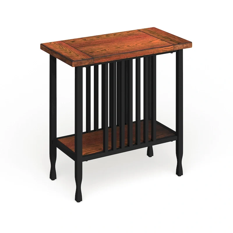 Peter Matte Black Slatted Narrow Chairside Table