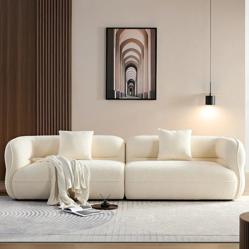 Sectional Sofa 4-seater Sofa Couch Durable Fabric with Solid Wood Frame