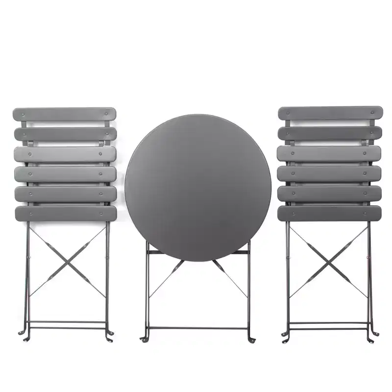 3 Pieces Patio Bistro Balcony Metail Chair Table Set