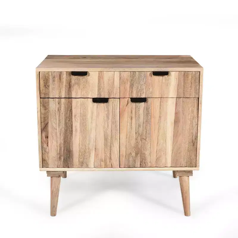 2-Drawer Accent Cabinet – Natural Grain Mango Wood Sideboard Storage Cabinet