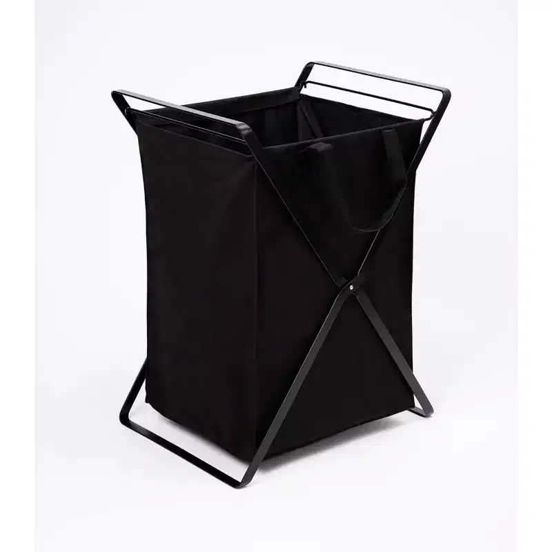 Laundry Hamper with Cotton Liner - Two Sizes - Steel + Cotton