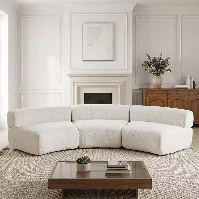 118.5 Modular Compressed Curved Upholstered 3-Seater Sectional Sofa