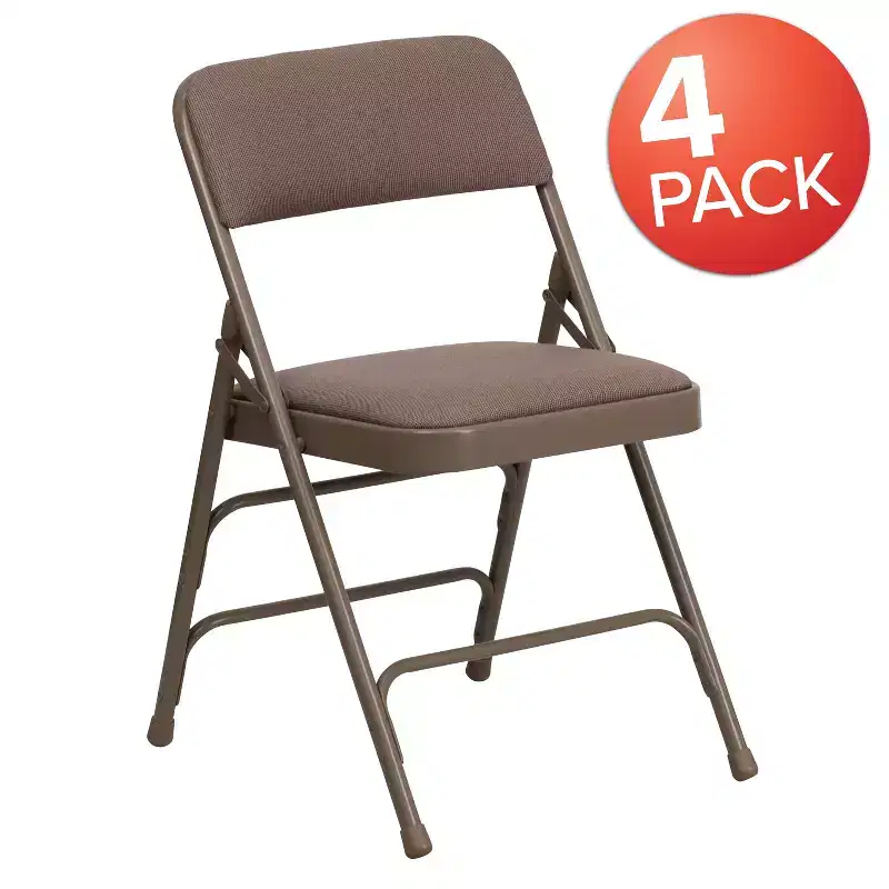 Flash Furniture 4 Pack HERCULES Series Curved Triple Braced & Double Hinged Upholstered Metal Folding Chair