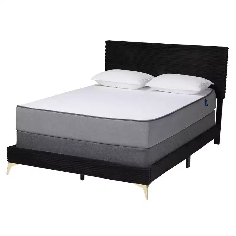 Baxton Studio Abberton Modern and Contemporary Velvet and Metal Panel Bed