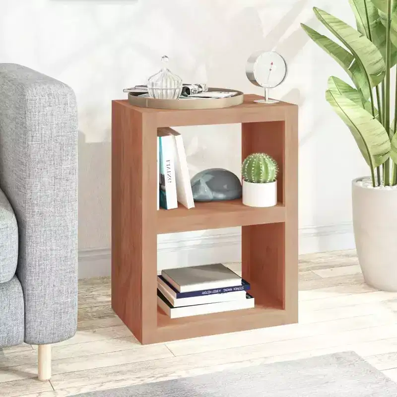 Solid Teak Wood Side Table 17.7x11.8x23.6 with Open Storage