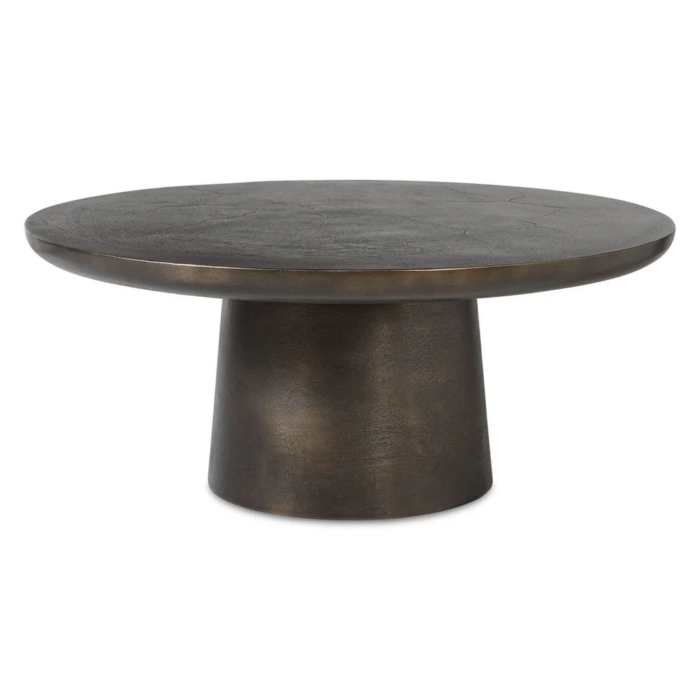 Resin Crushed Stone Groove Edge Indoor Outdoor Coffee Table