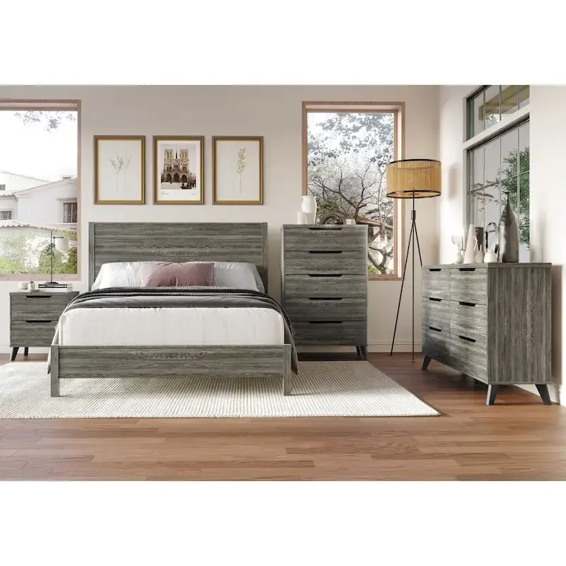 4 Piece Vintage Wooden Bedroom Set