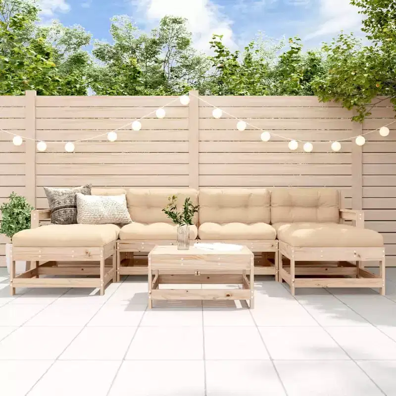 vidaXL Garden Lounge Set Beige Solid pinewood 7 Piece Set Modular