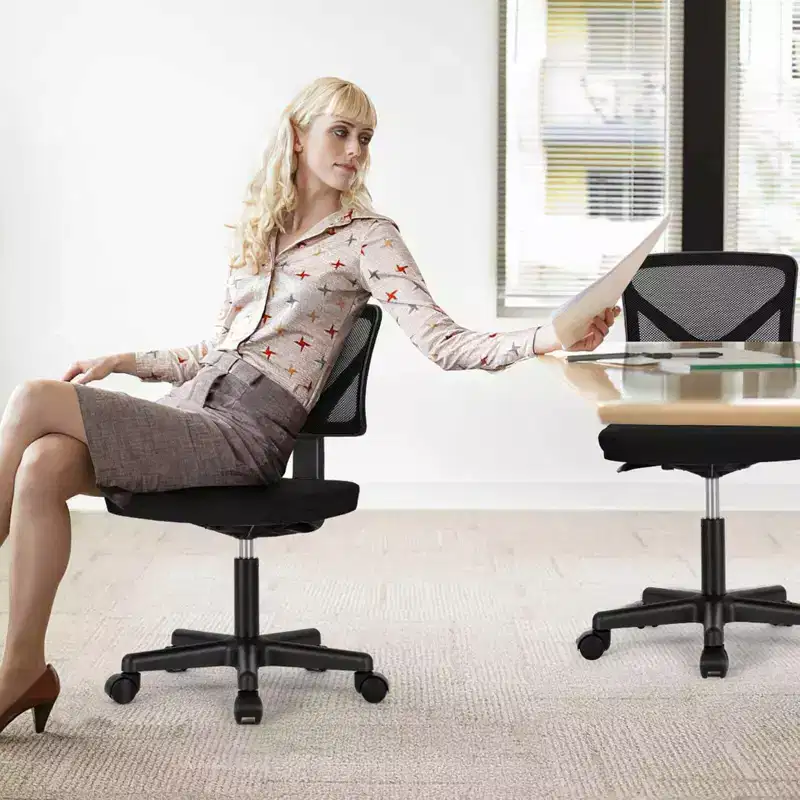 Modern Low-Back Mesh Home Office Desk Chair with Wheels, Adjustable Swivel Task Chair